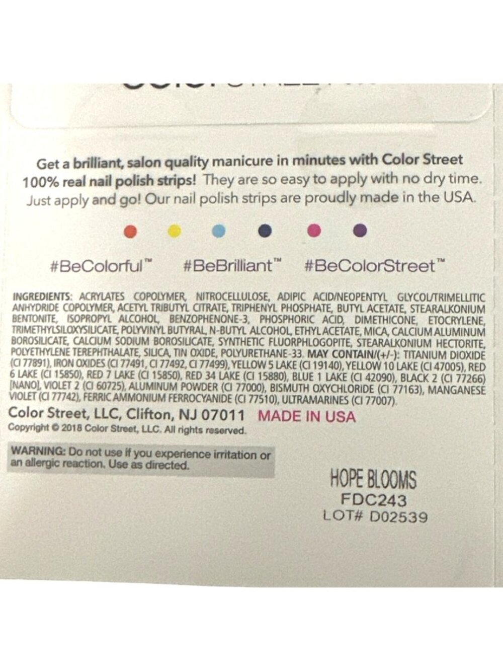 Color Street Bundle Original Breast Cancer Hope Blooms Made In USA NOS HTF - Picture 4 of 4